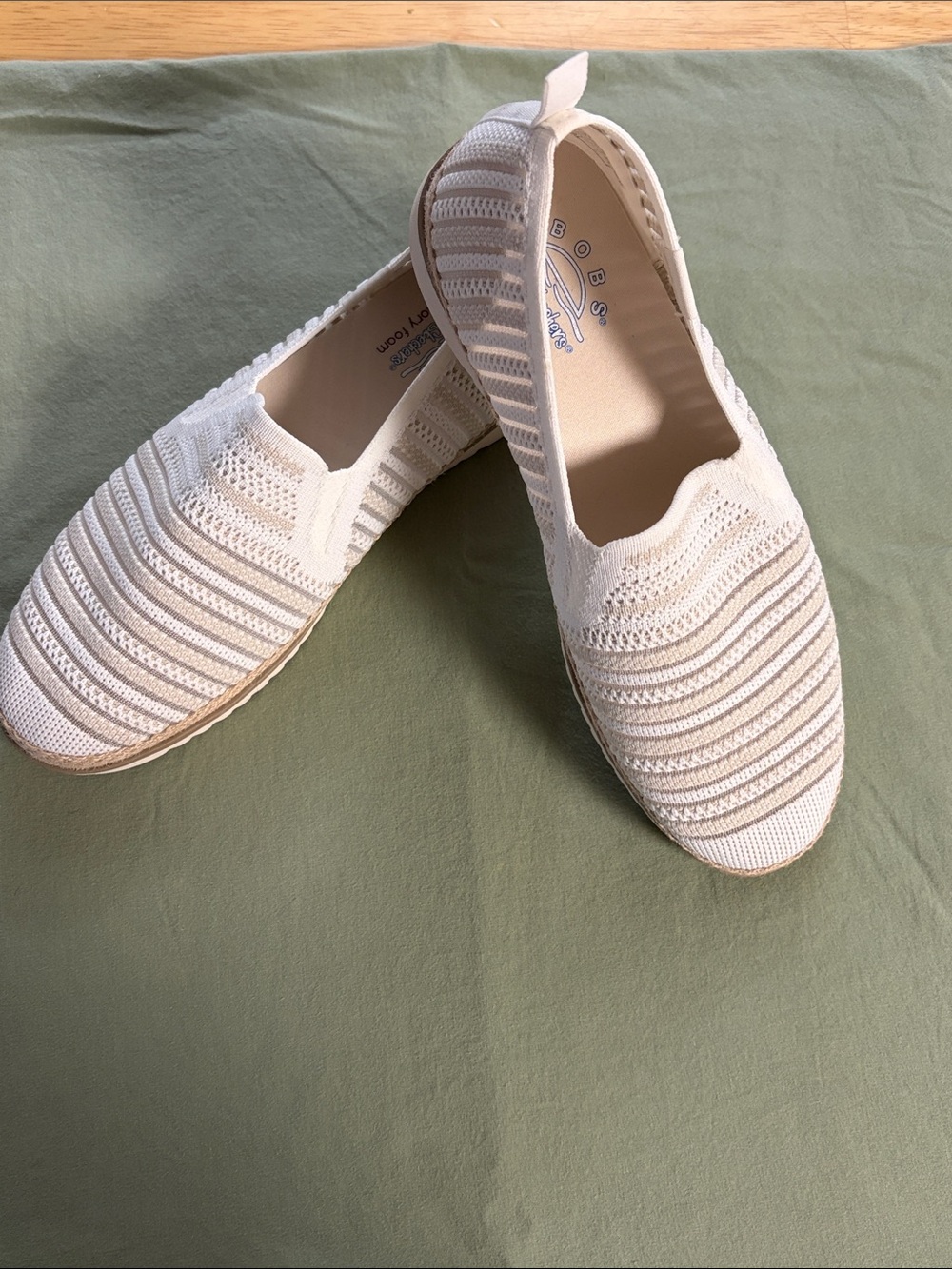 BOBS from Skechers Women's Cream Knit Slip-On Flats